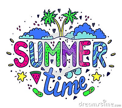 Bright summer lettering. Print on clothes. Stock Photo